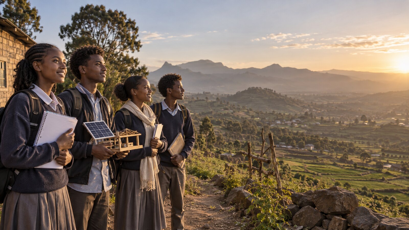 Older students looking toward future opportunities in the Ethiopian highlands